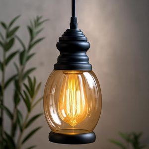 Amber Glow Pendant Light Black