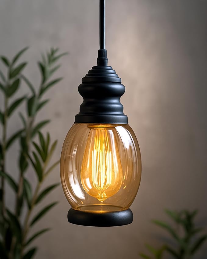 Amber Glow Pendant Light Black