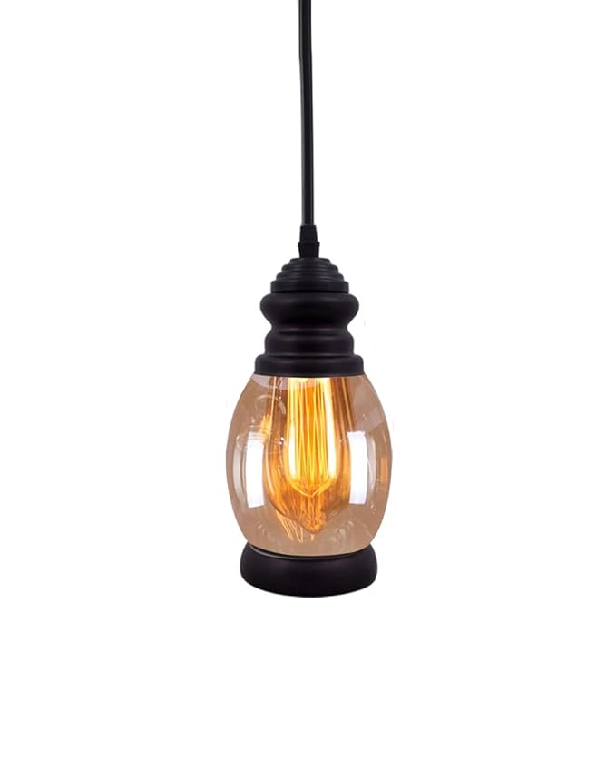 Amber Glow Pendant Light Black - Image 4