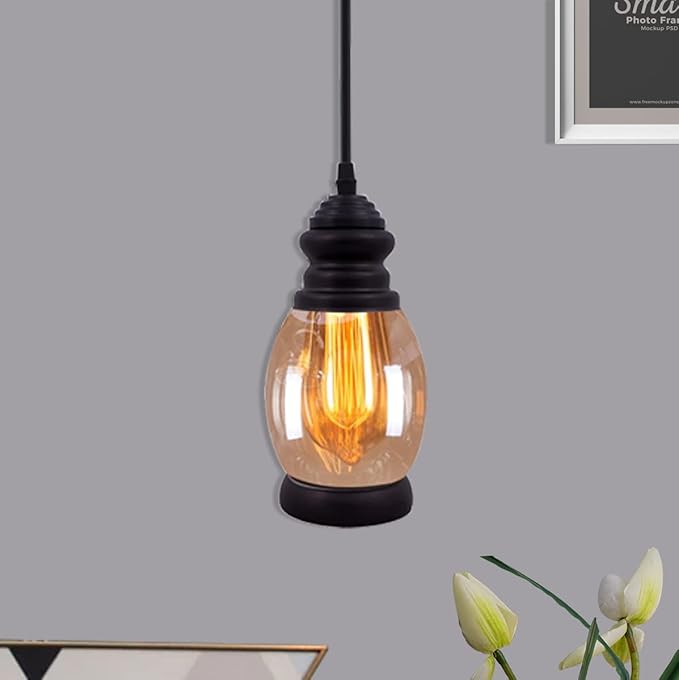 Amber Glow Pendant Light Black - Image 2