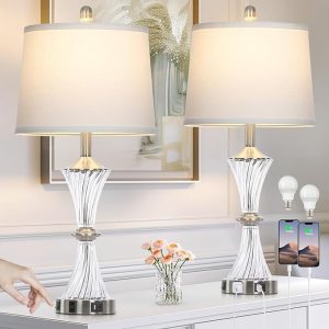 Crystal Base Table Lamp Silver