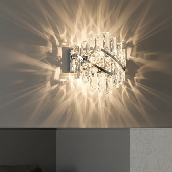 crystal wall light fixture chrome