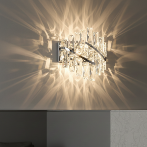 crystal wall light fixture chrome