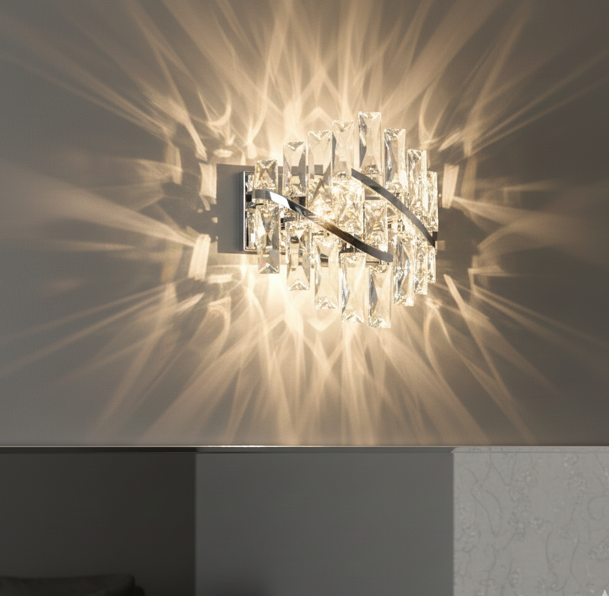 crystal wall light fixture chrome