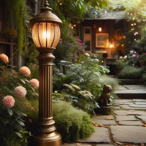 Garden Bollard Light Brass 45cm