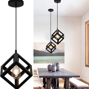 Geometric Cage Pendant Black