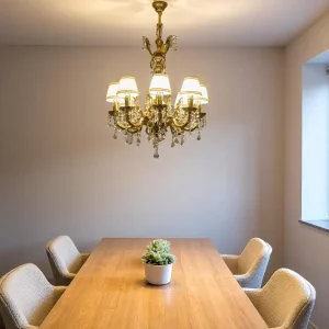 Vintage Brass Chandelier 8-Light