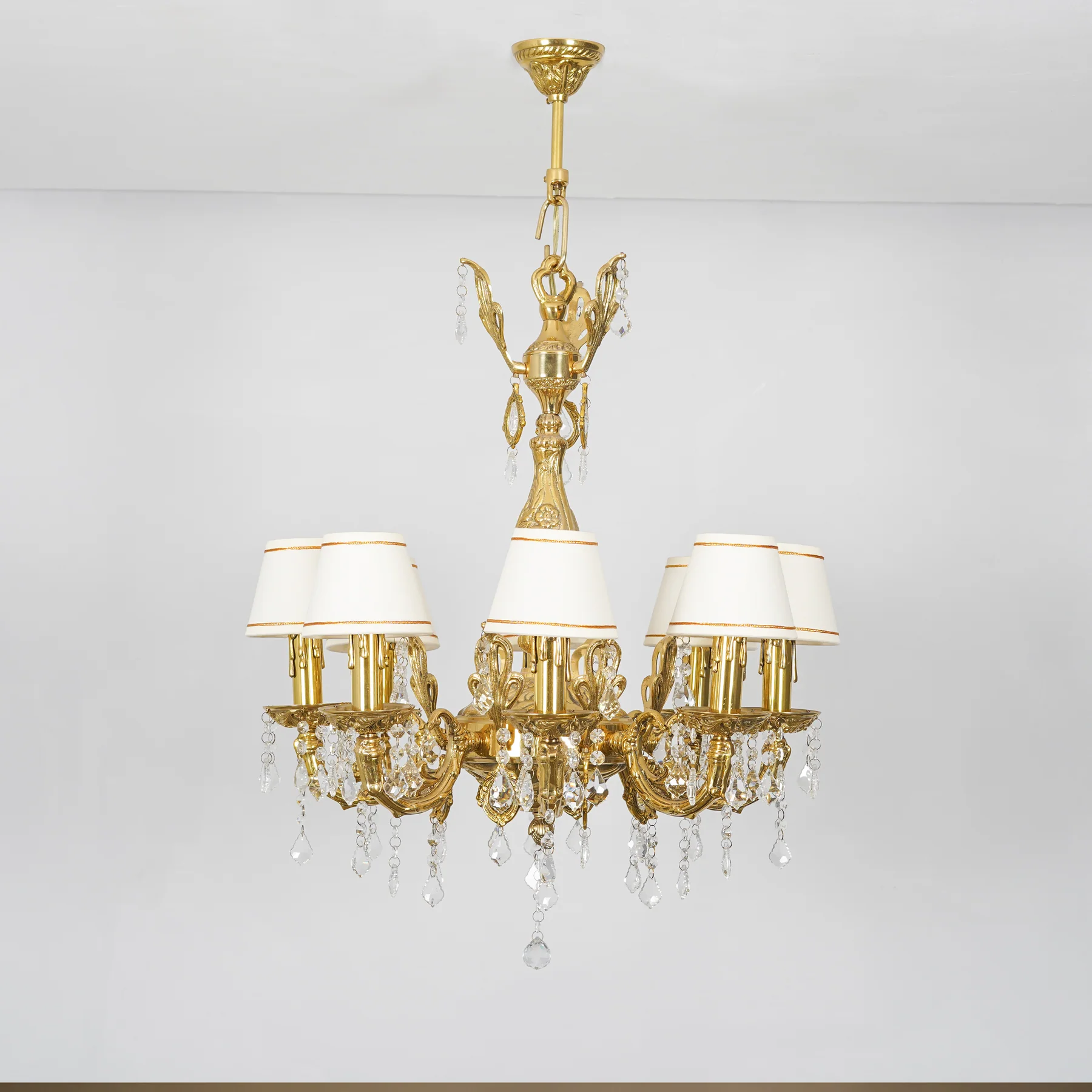 Vintage Brass Chandelier 8-Light - Image 3